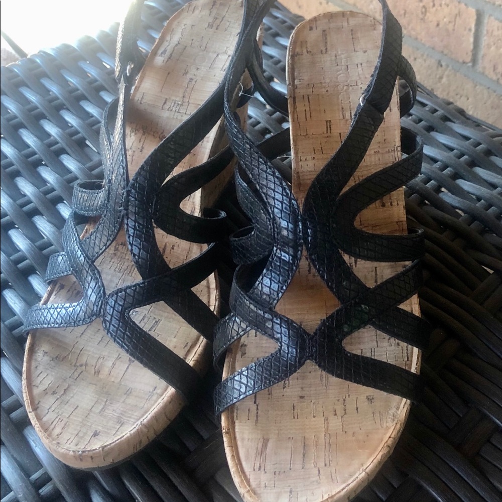 Black wedge sandals